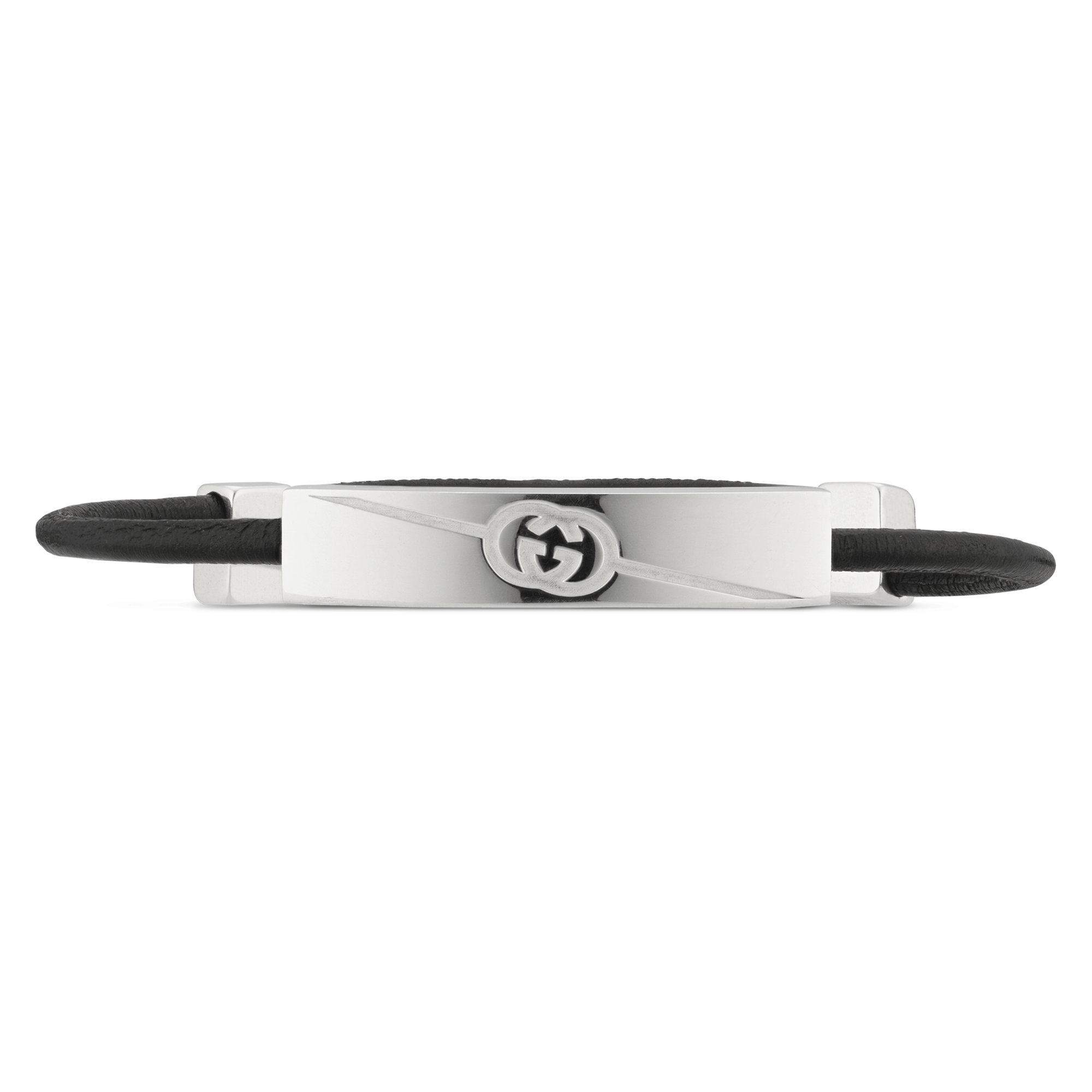 Gucci Tag Sterling Silver And Fabric with Interlocking  logo Bracelet