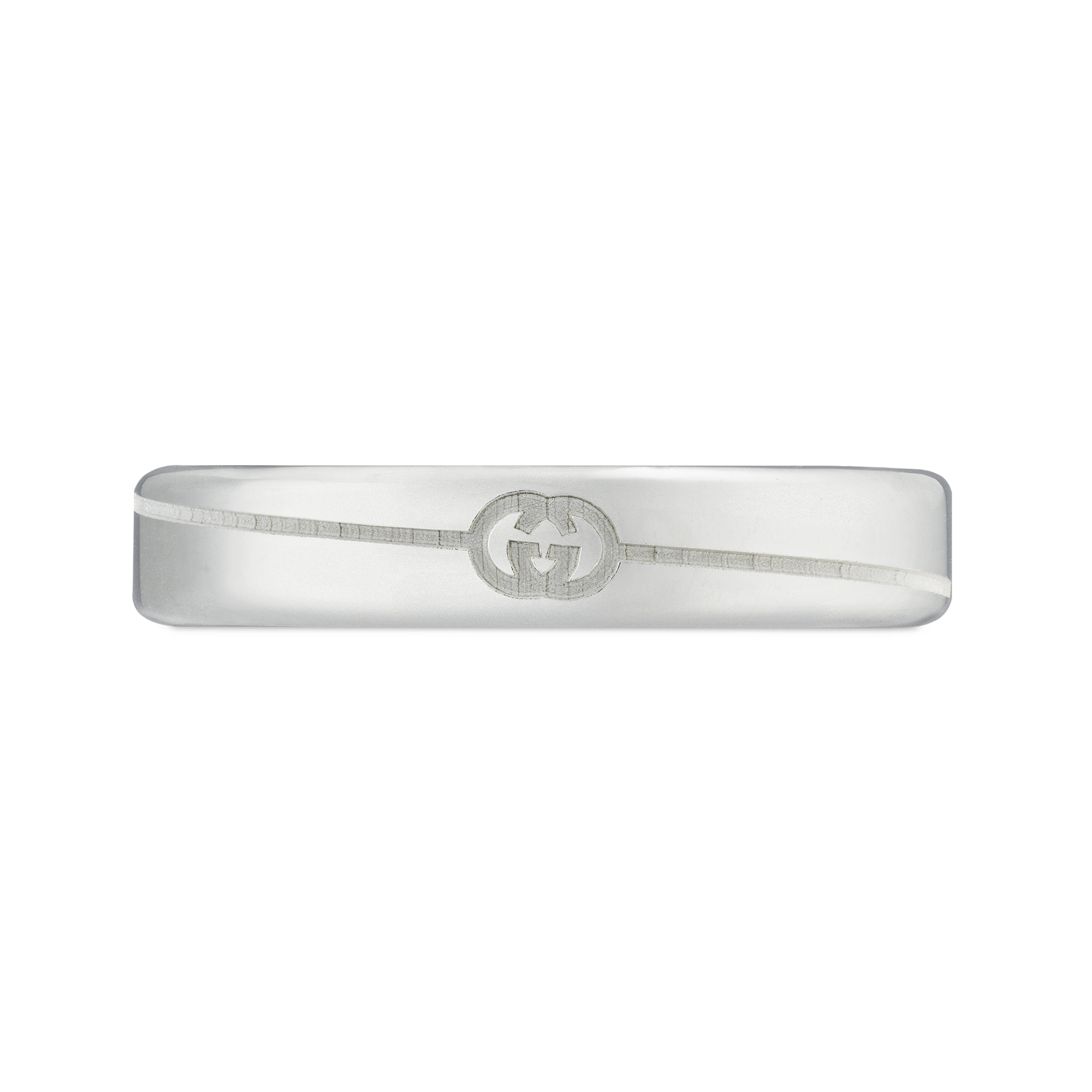 Gucci Tag Sterling Silver Slim With Interlocking  Logo Ring