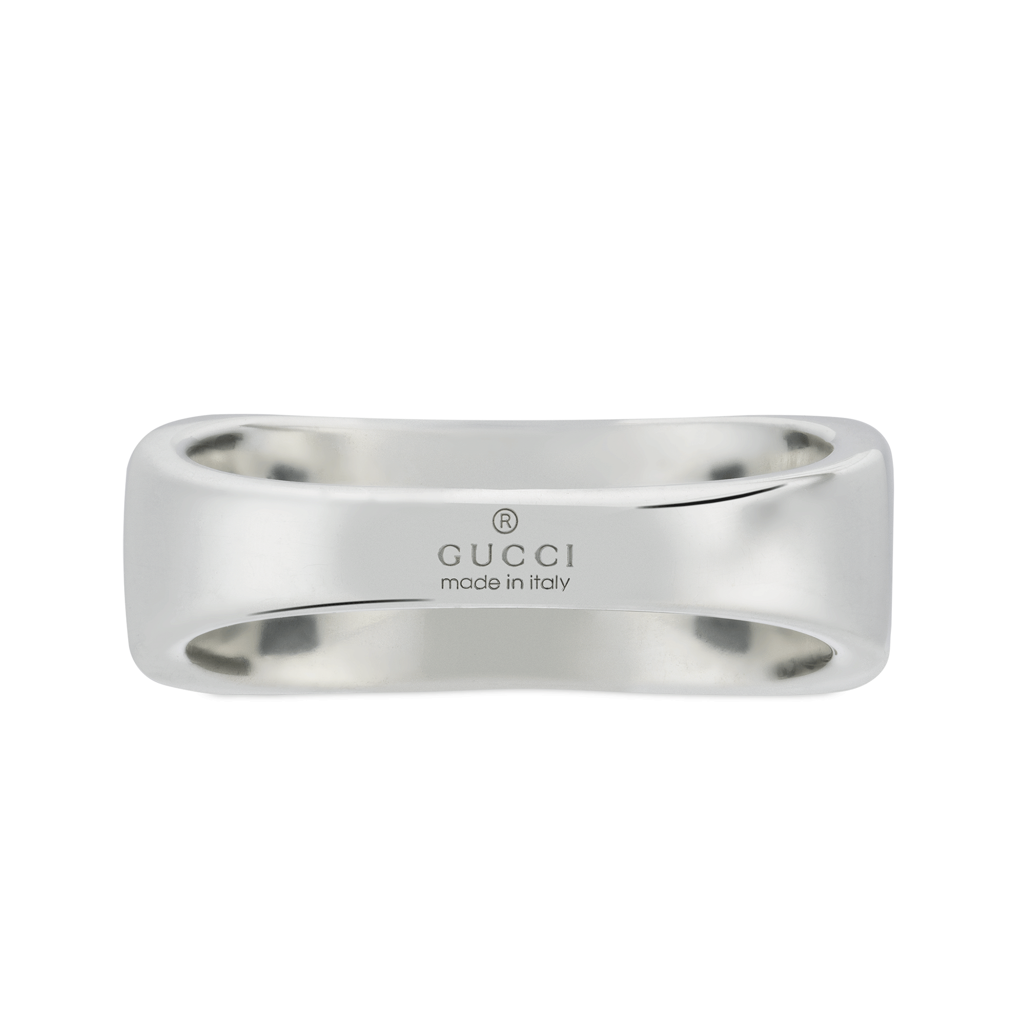 Gucci Gucci Tag Sterling Silver Small Rectangular With Interlocking Logo Signet Ring - Berry's Jewellers