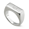 Gucci Gucci Tag Sterling Silver Small Rectangular With Interlocking Logo Signet Ring - Berry's Jewellers