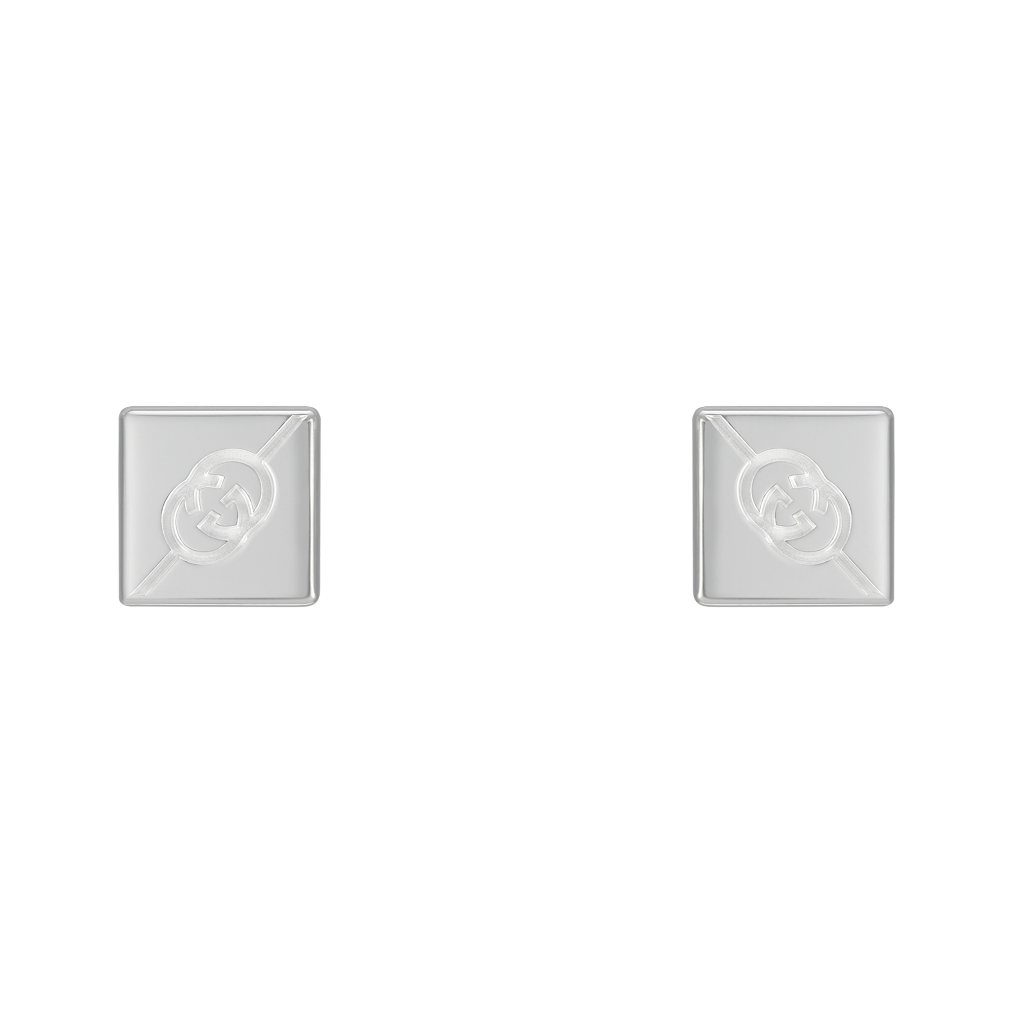 Gucci Tag Sterling Silver Square Stud Earrings