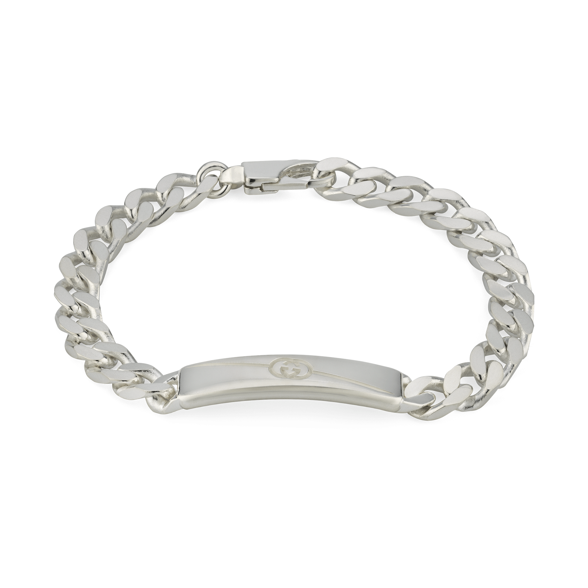 Gucci Tag Sterling Silver With Interlocking  logo Bracelet