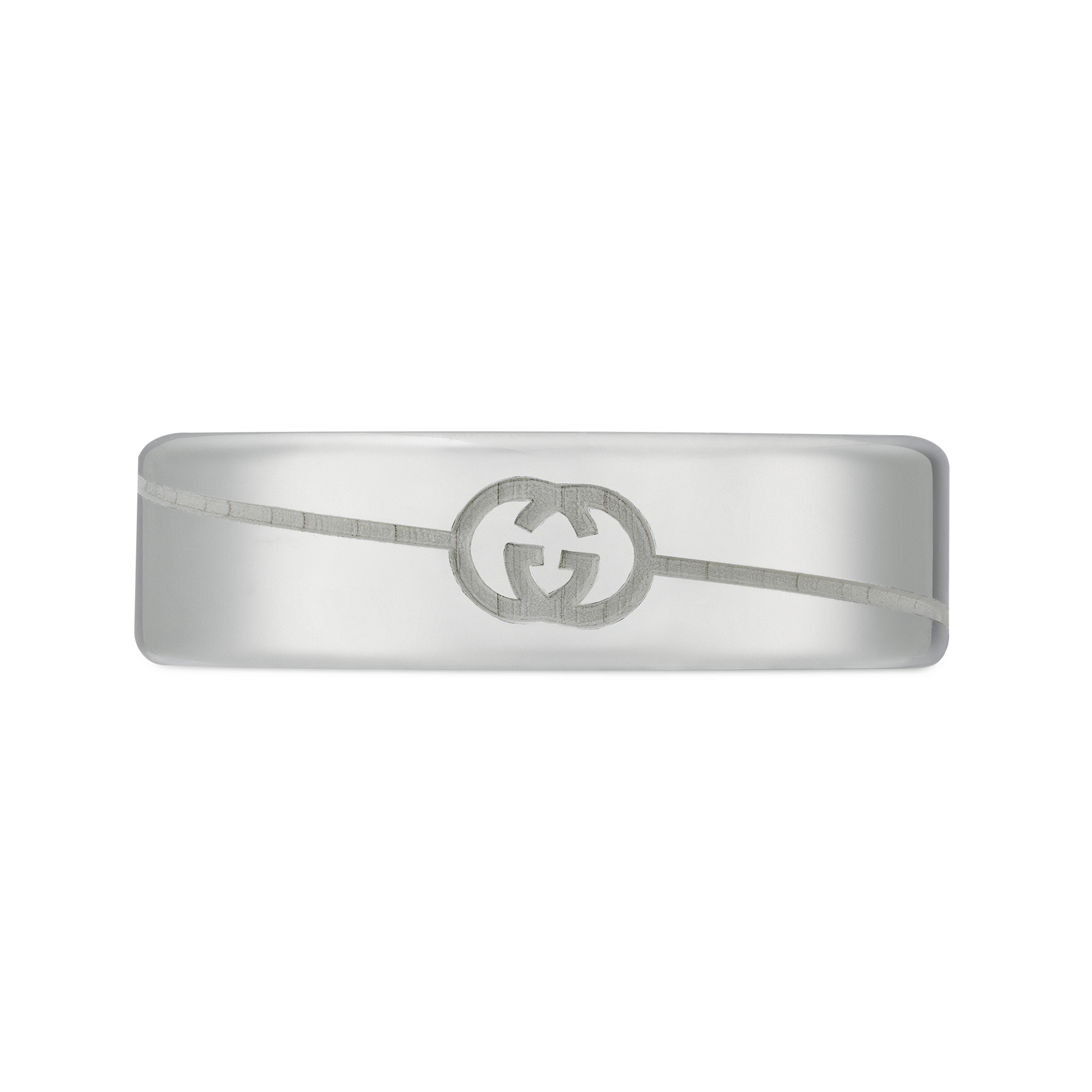 Gucci Tag Sterling Silver  With Interlocking  Logo Ring