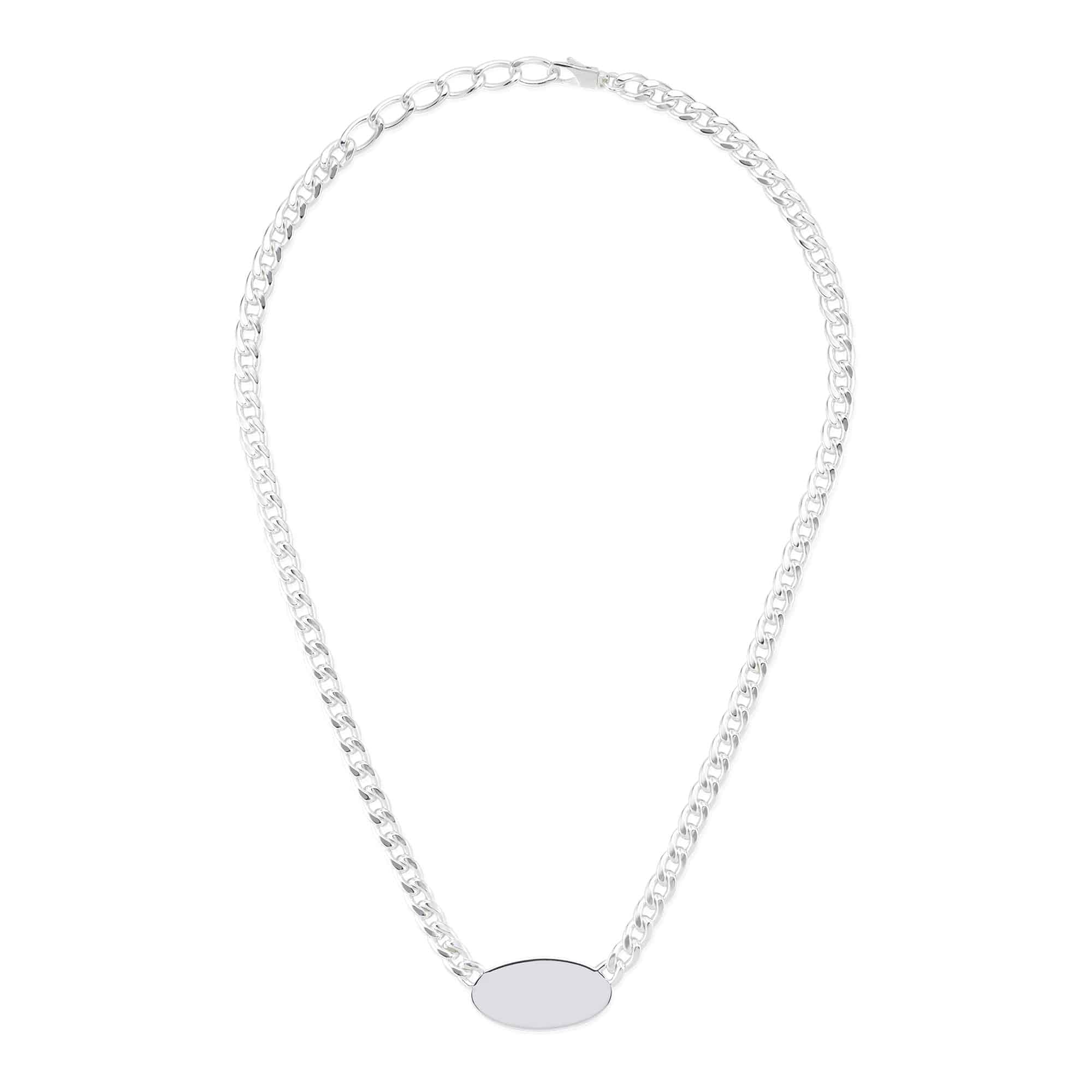 Trademark Sterling Silver Black Enamel Oval Necklace