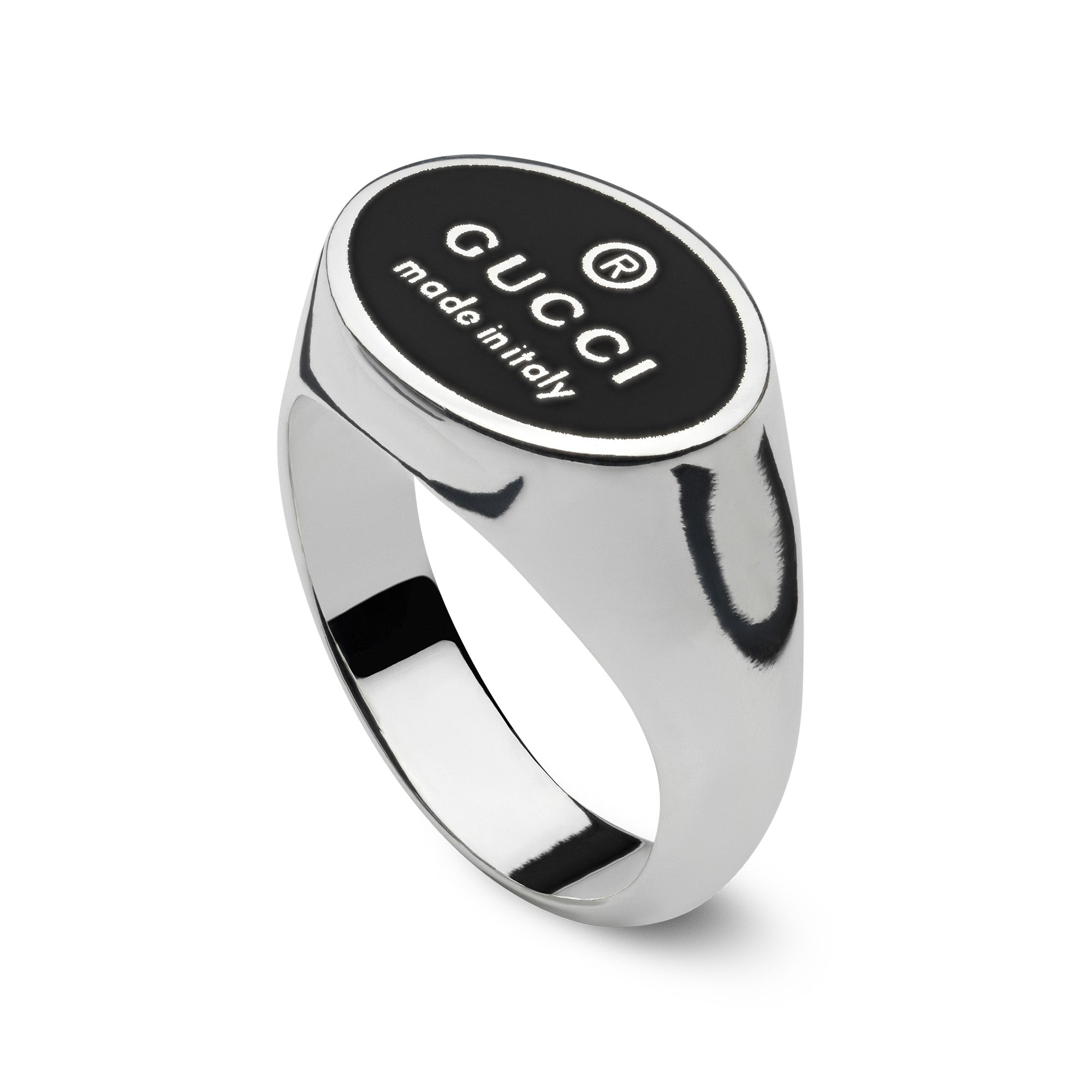 Trademark Sterling Silver Black Enamel Oval Ring