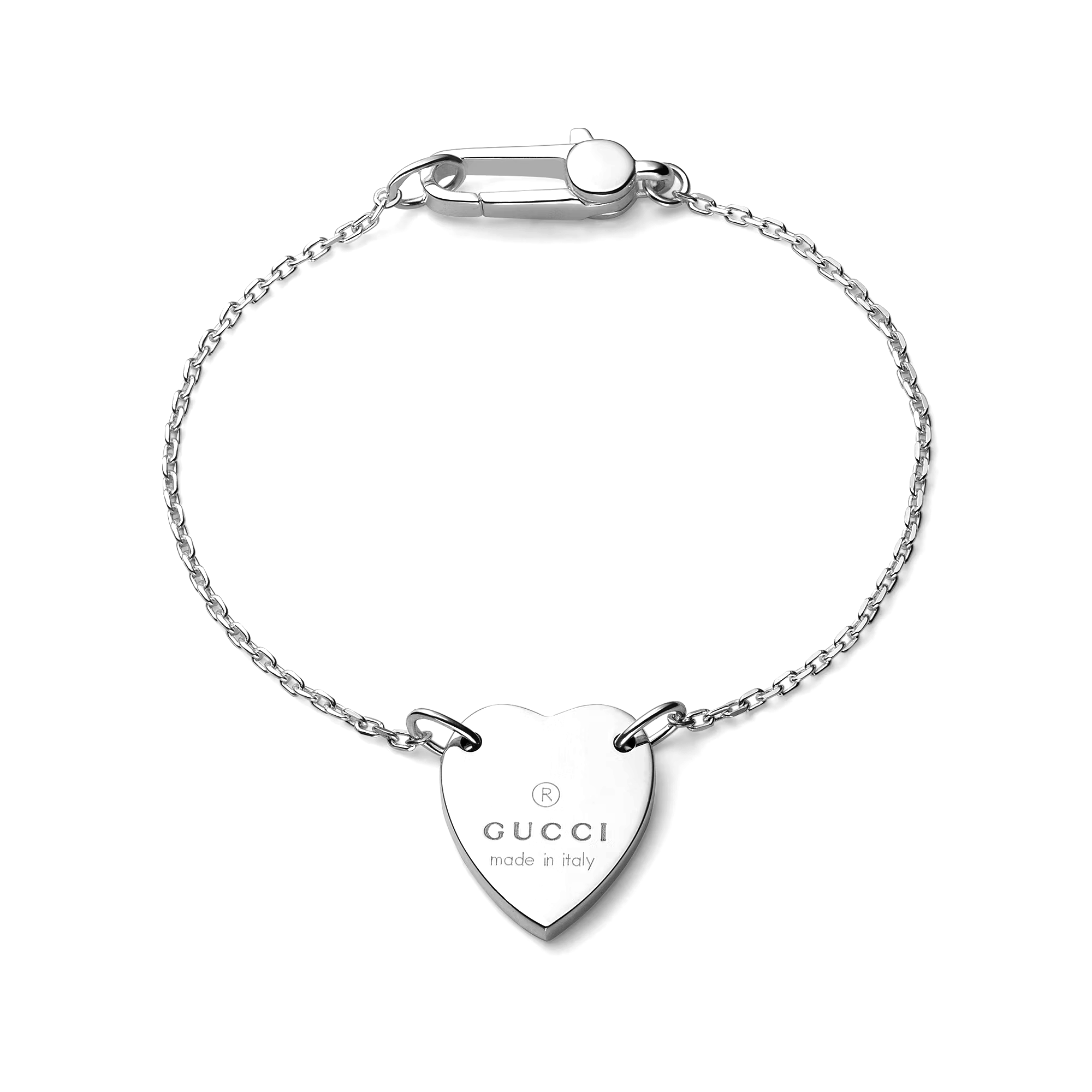 Gucci Trademark Sterling Silver Bracelet With Heart Charm - Berry's Jewellers