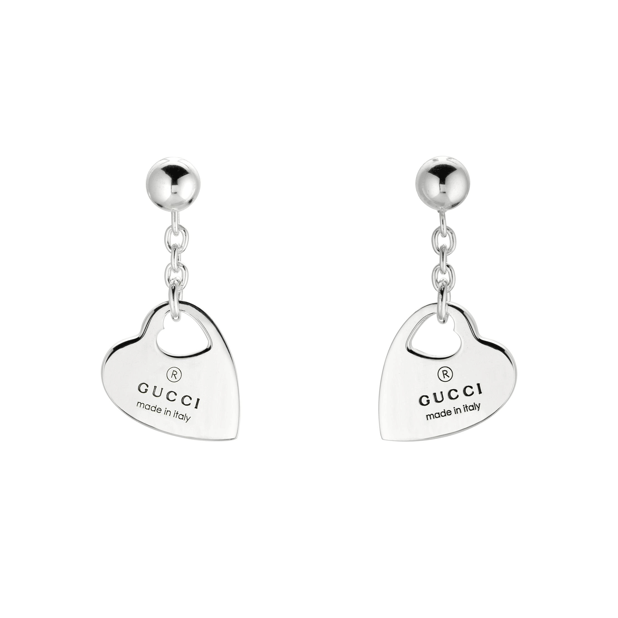 Gucci Trademark Sterling Silver Heart Drop Earrings - Berry's Jewellers