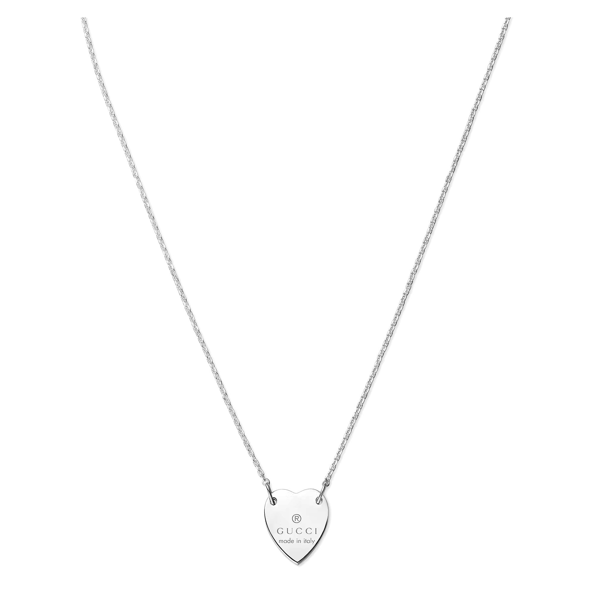 Gucci Trademark Sterling Silver Necklace With Heart Motif - Berry's Jewellers