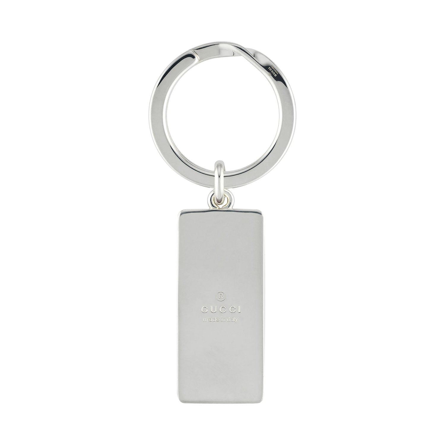 Gucci Trademark Sterling Silver And Red Enamel Keyring