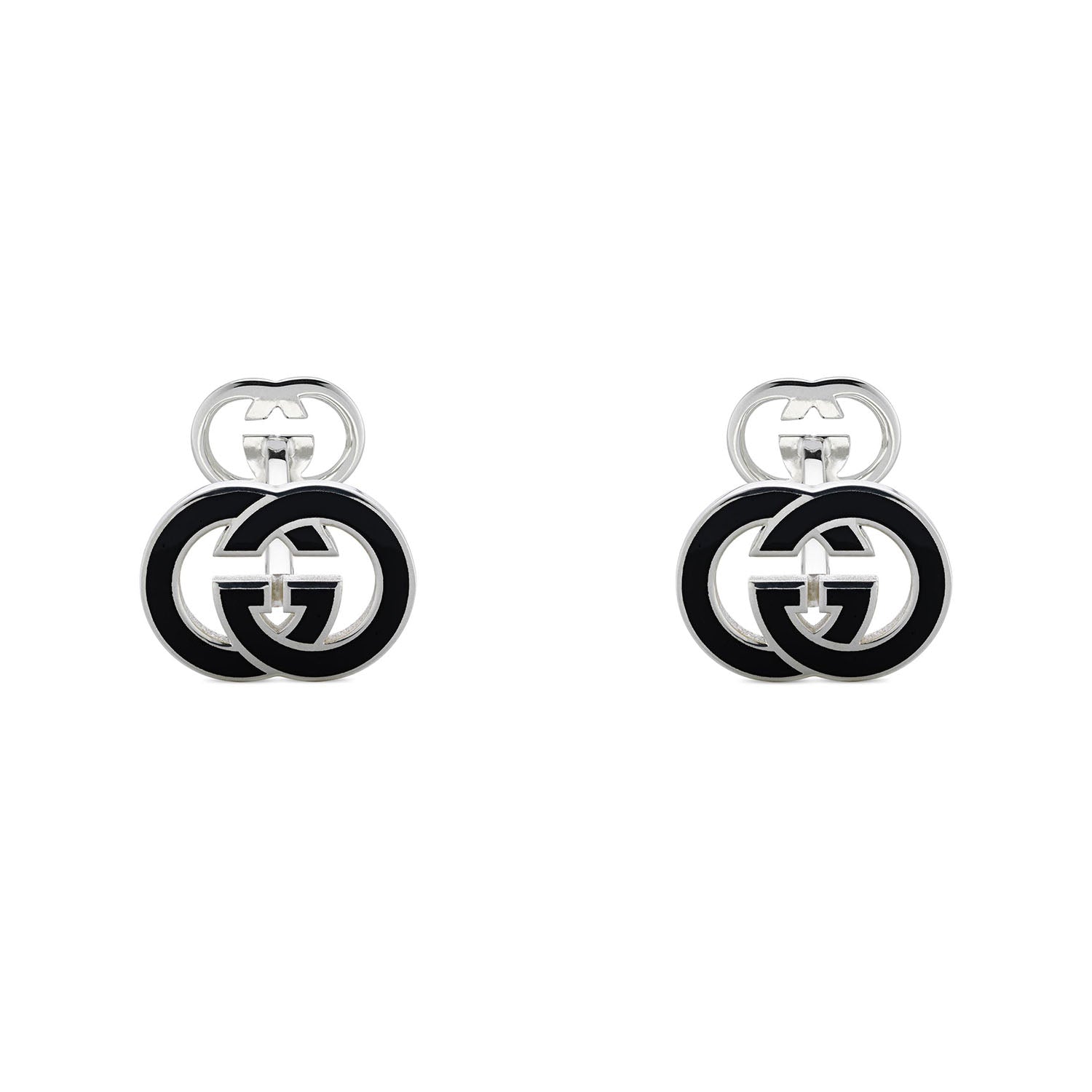 Gucci Gucci Interlocking Sterling Silver And Black Enamel Cufflinks - Berry's Jewellers