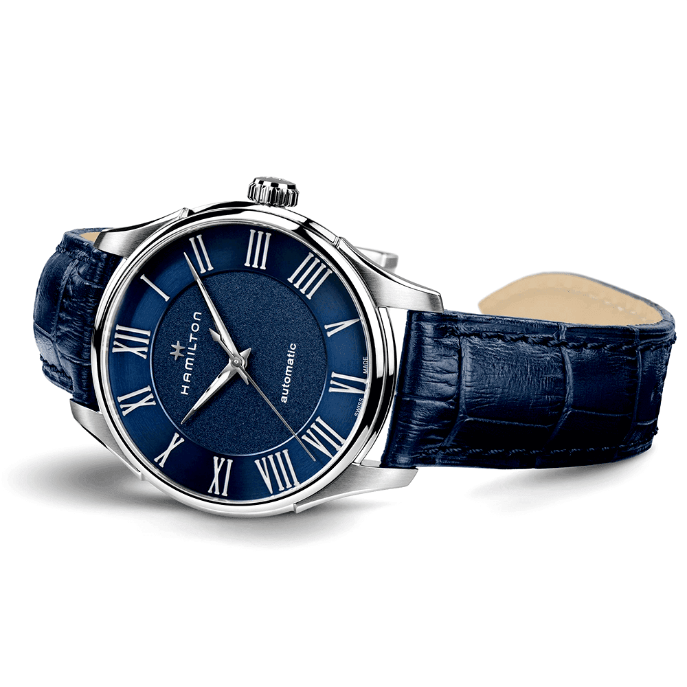 Hamilton Jazzmaster 40mm Blue Roman Dial Automatic Men's Leather Strap Watch - Berry's Jewellers