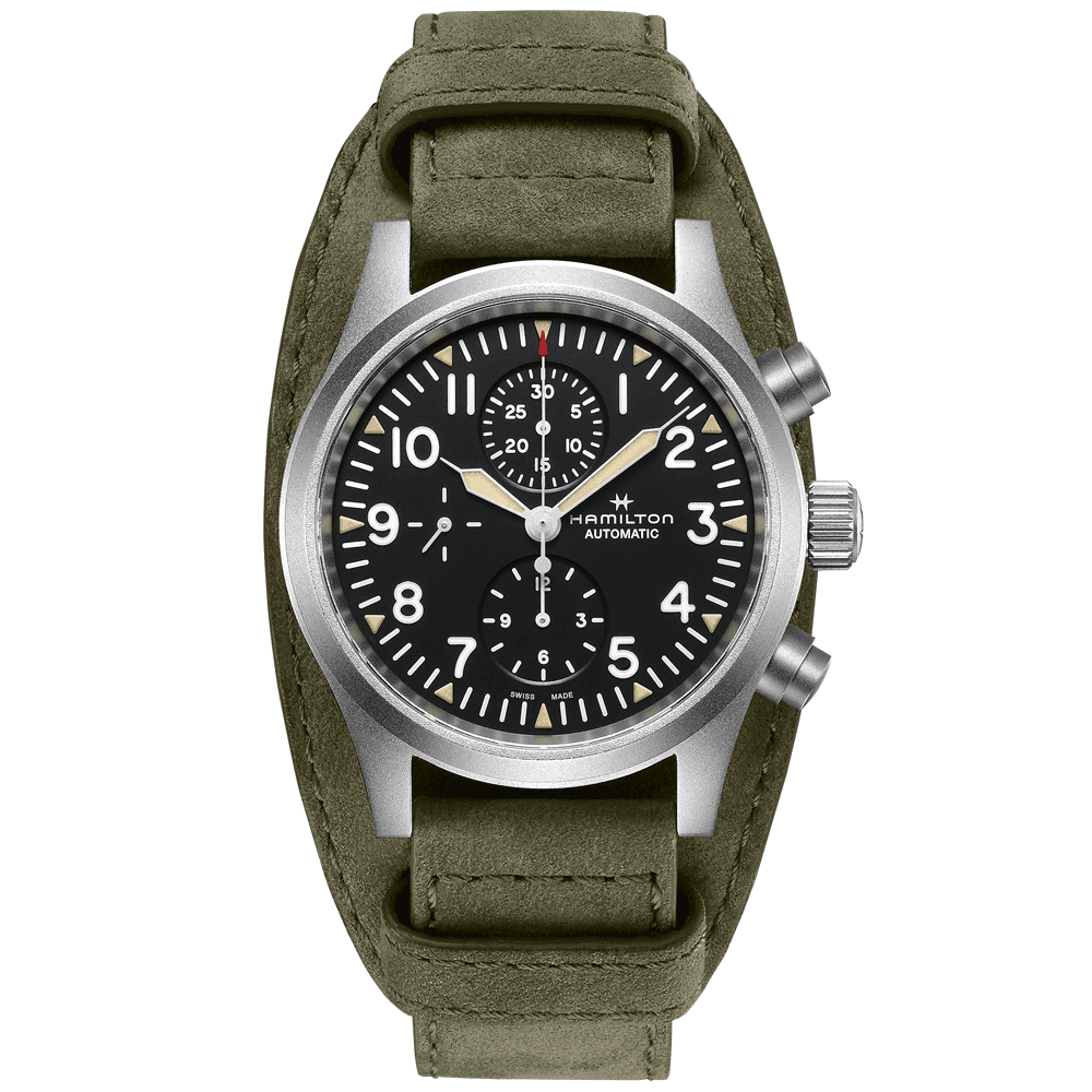 Hamilton Khaki Field Stainless steel 44mm Chronograph Strap Watch - Berry's Jewellers