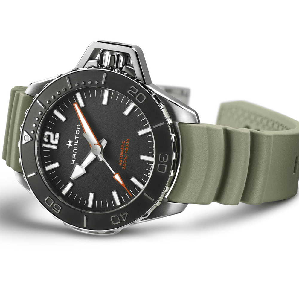 Hamilton Khaki Navy Frogman Automatic 46mm Rubber Strap Watch - Berry's Jewellers