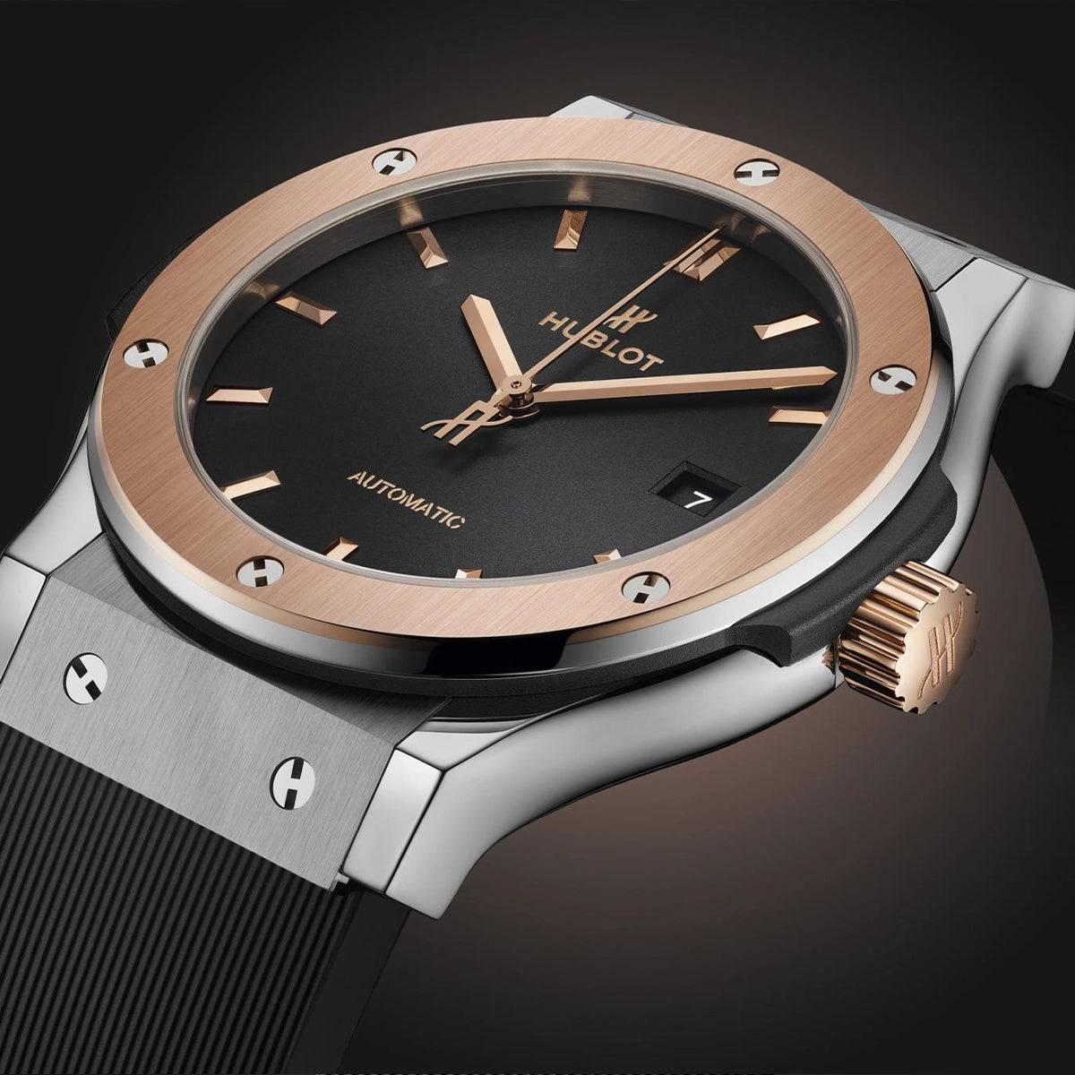 Hublot Classic Fusion 42mm Titanium King Gold Men's Rubber Strap Watch - Berry's Jewellers