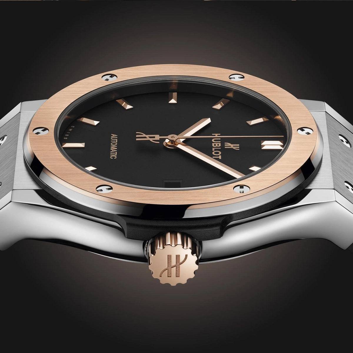 Hublot Classic Fusion 42mm Titanium King Gold Men's Rubber Strap Watch - Berry's Jewellers