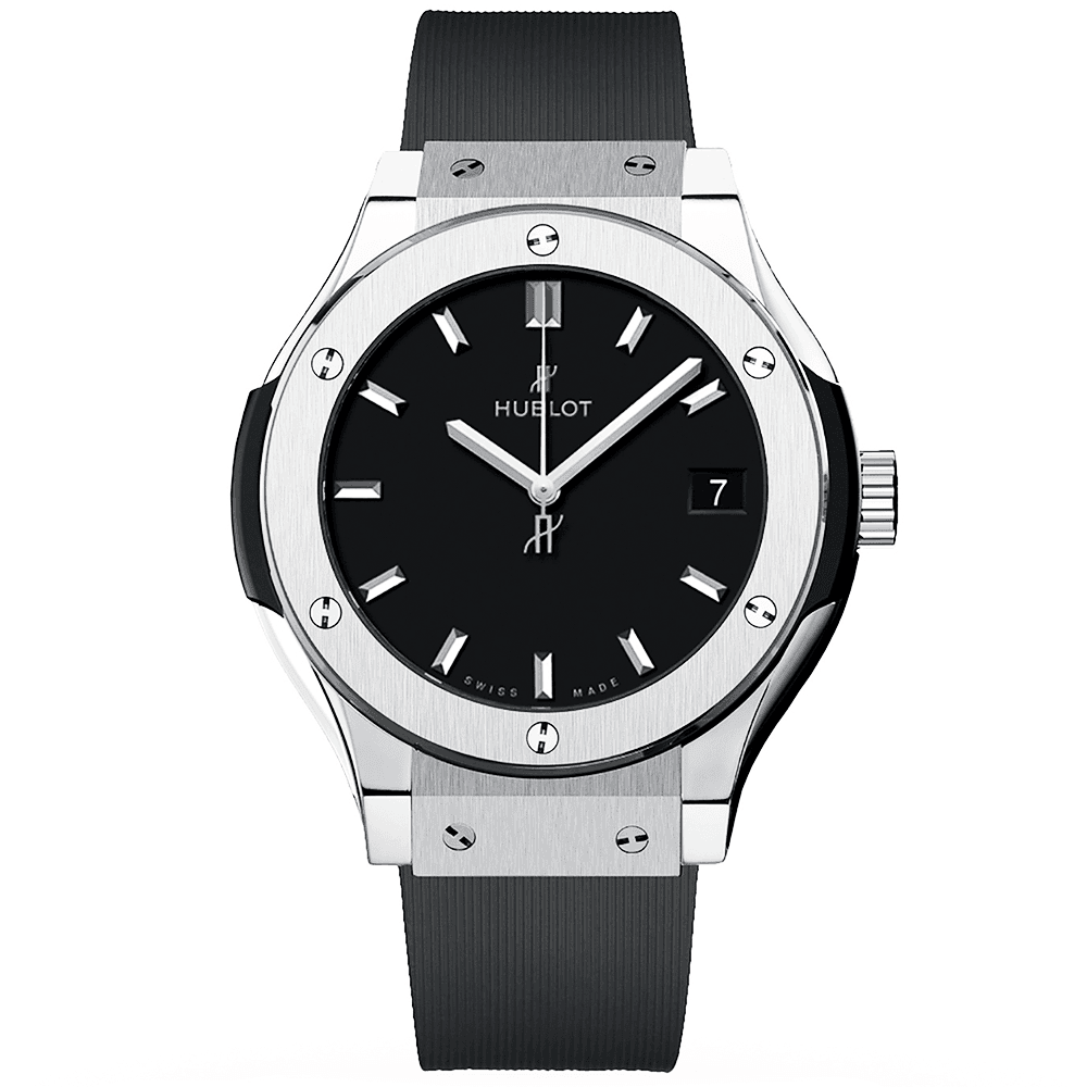 Hublot Classic Fusion Titanium 33mm Black Dial & Rubber Strap Watch - Berry's Jewellers