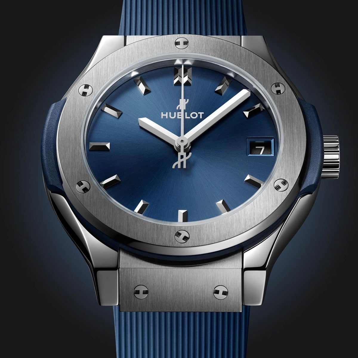 Hublot Classic Fusion Titanium Blue 33mm Strap Watch - Berry's Jewellers