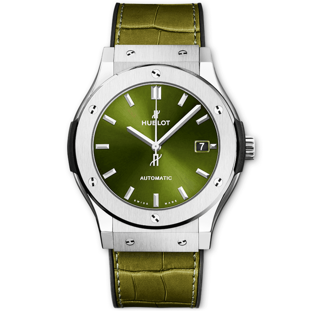 Hublot Classic Fusion Titanium Green 45mm Strap Automatic Watch - Berry's Jewellers