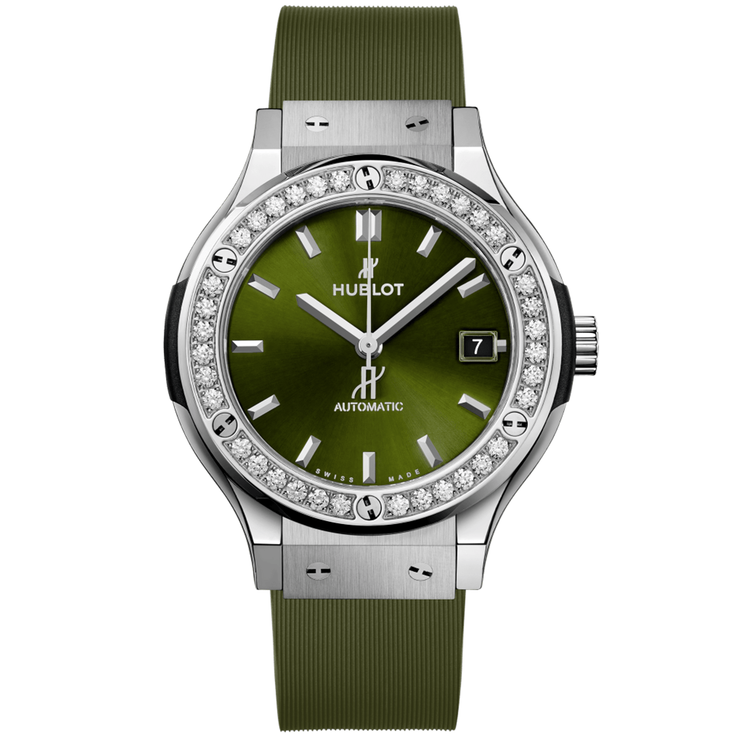 Classic Fusion Titanium Green Diamonds 38mm Strap Automatic Watch