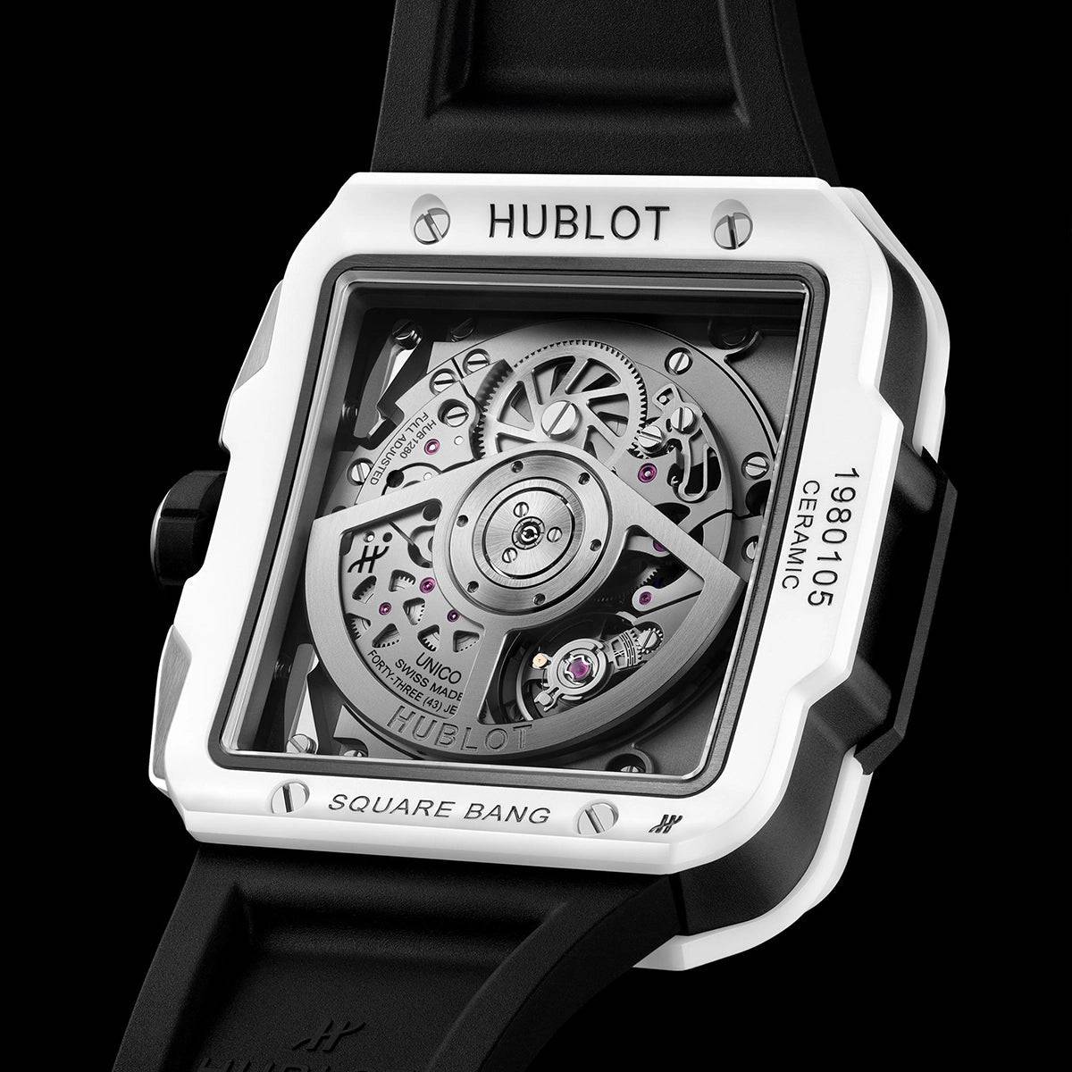 Hublot Square Bang Unico 42mm White Ceramic Strap Watch - Berry's Jewellers