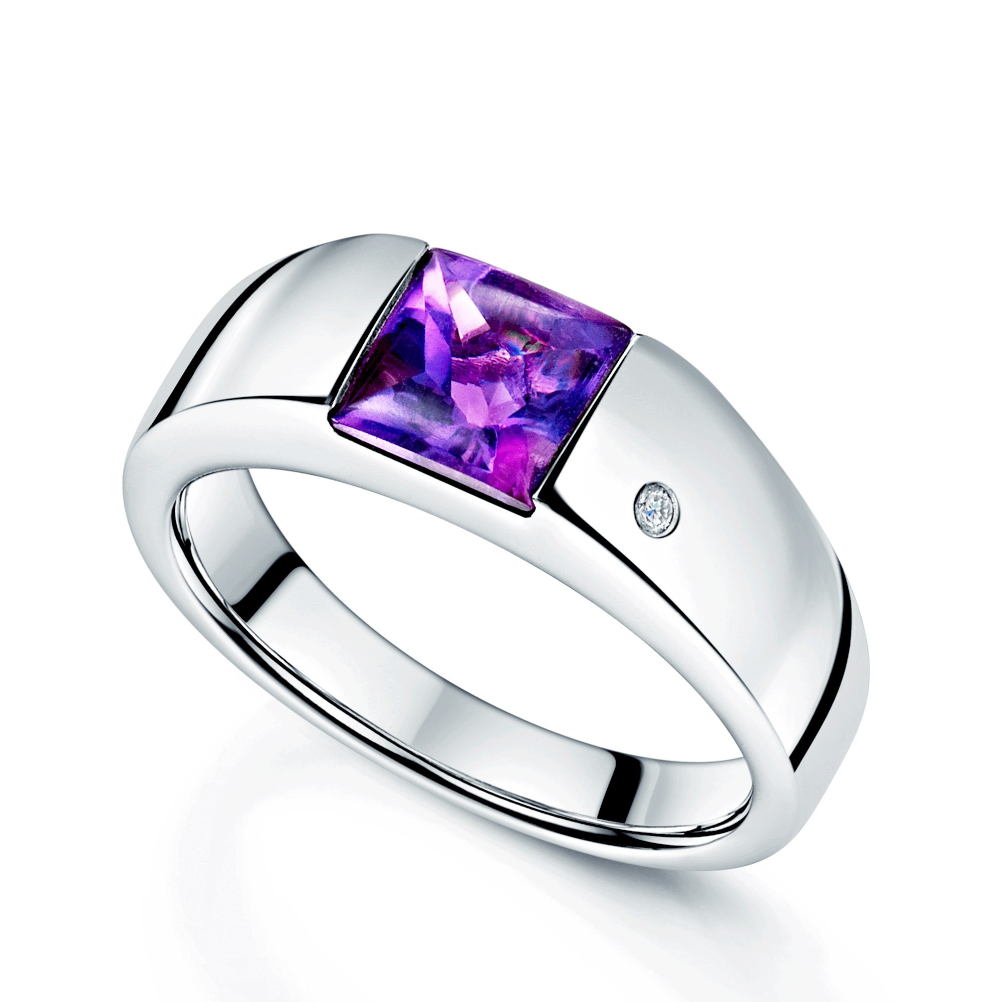 Berry's 18ct White Gold Square Cabochon Cut Amethyst Dress Ring - Berry's Jewellers