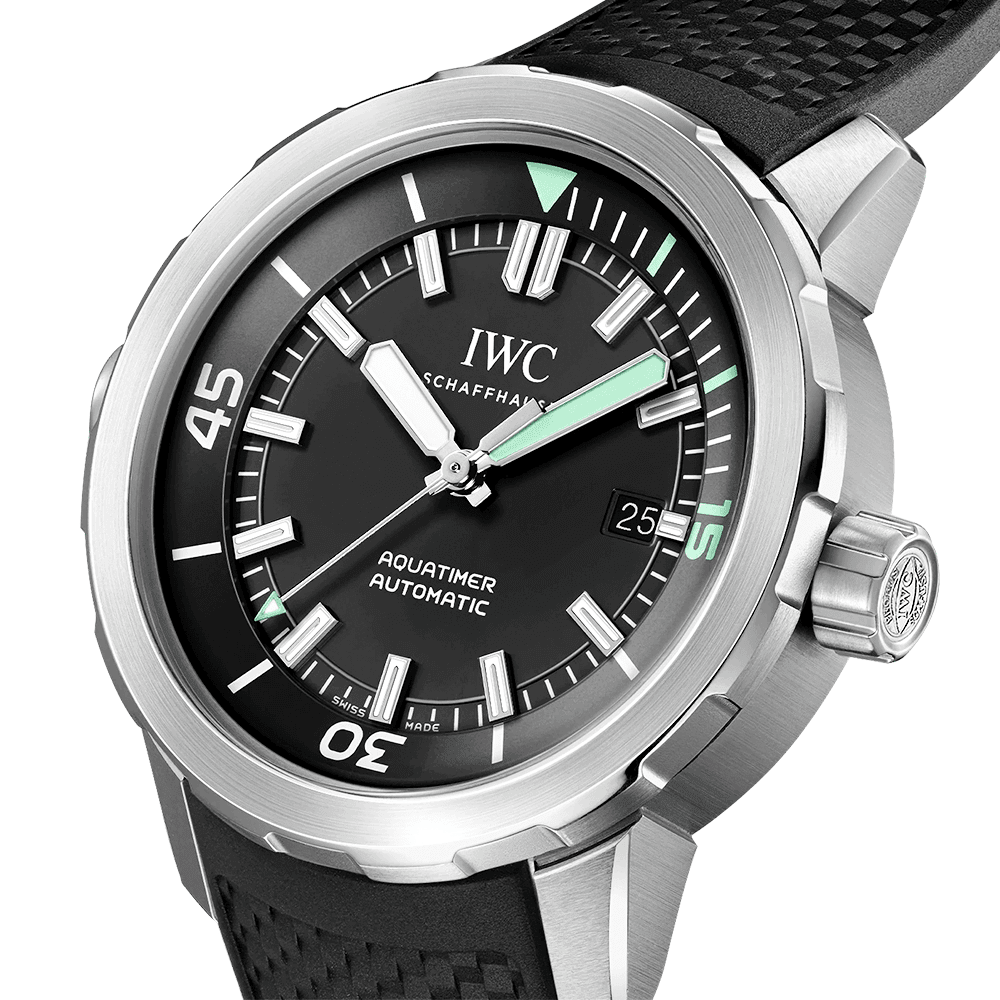 IWC Schaffhausen Aquatimer 42mm Black Dial Men's Automatic Rubber Strap Watch - Berry's Jewellers