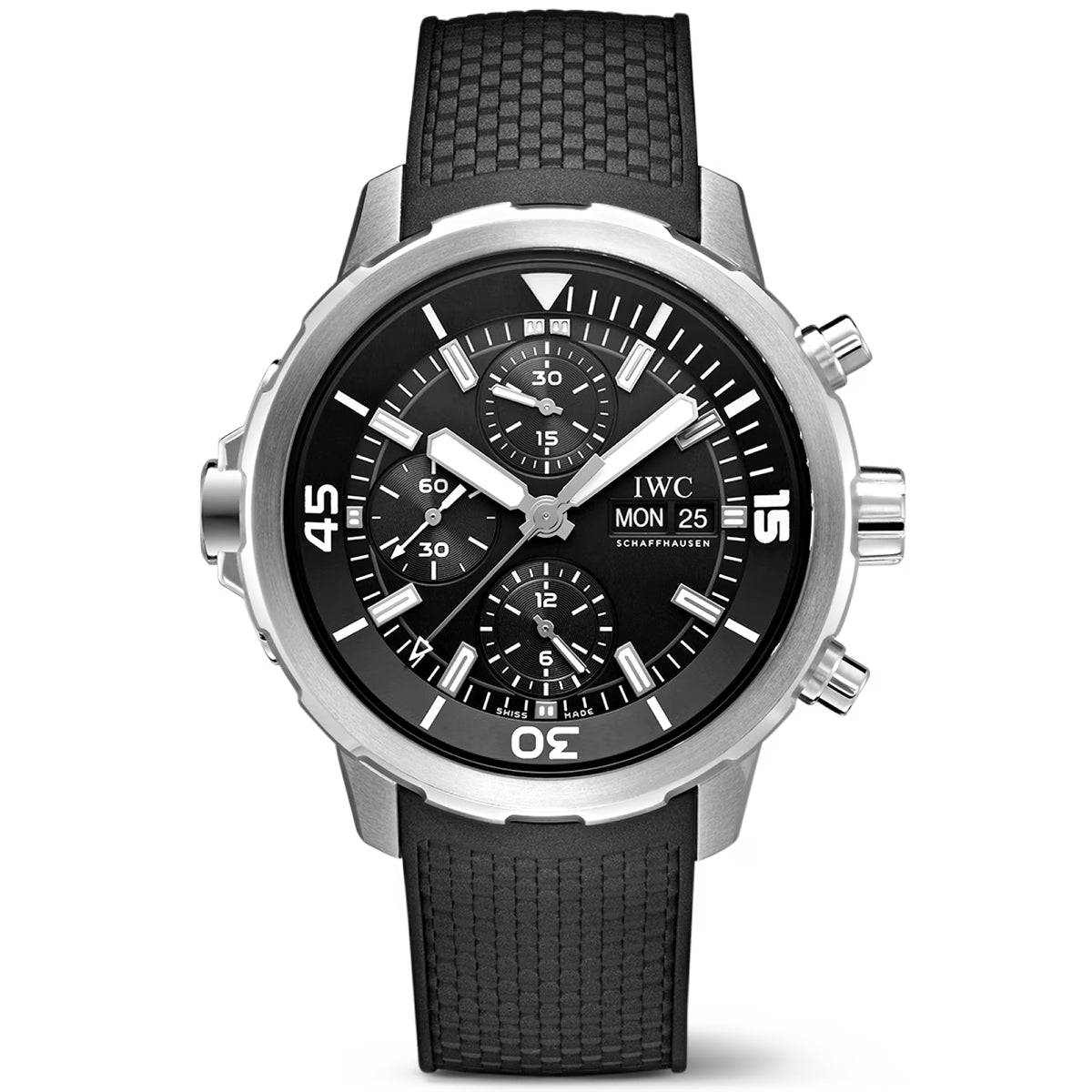 IWC Schaffhausen Aquatimer 44mm Black Dial Men's Rubber Strap Chronograph Watch - Berry's Jewellers