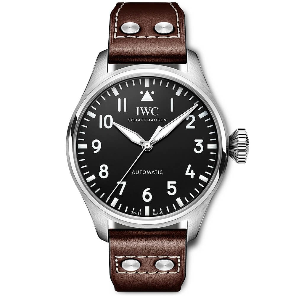 IWC Schaffhausen Big Pilot's 43mm Black Dial Men's Automatic Leather Strap Watch - Berry's Jewellers