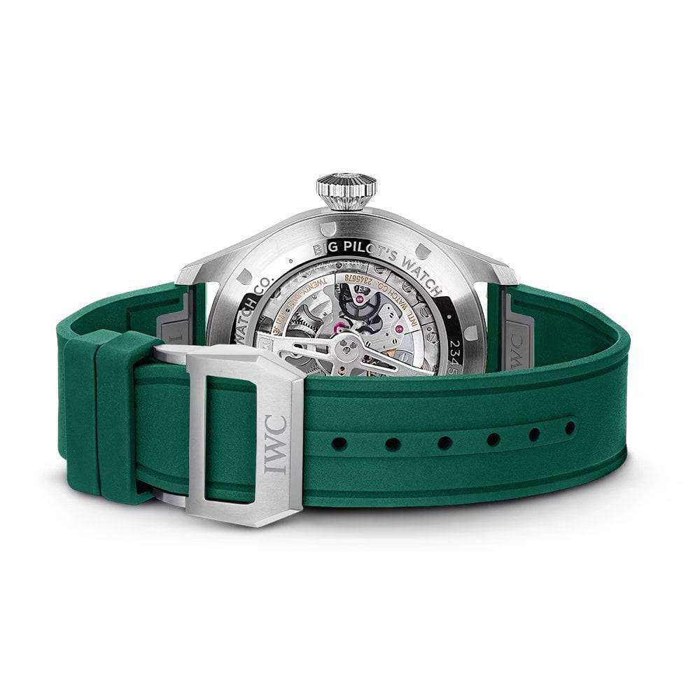 IWC Schaffhausen Big Pilot's 43mm Green Dial Men's Rubber Strap Watch - Berry's Jewellers