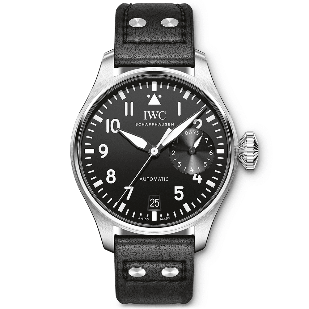 IWC Schaffhausen Big Pilot's 46mm Black Dial Men's Leather Strap Watch - Berry's Jewellers