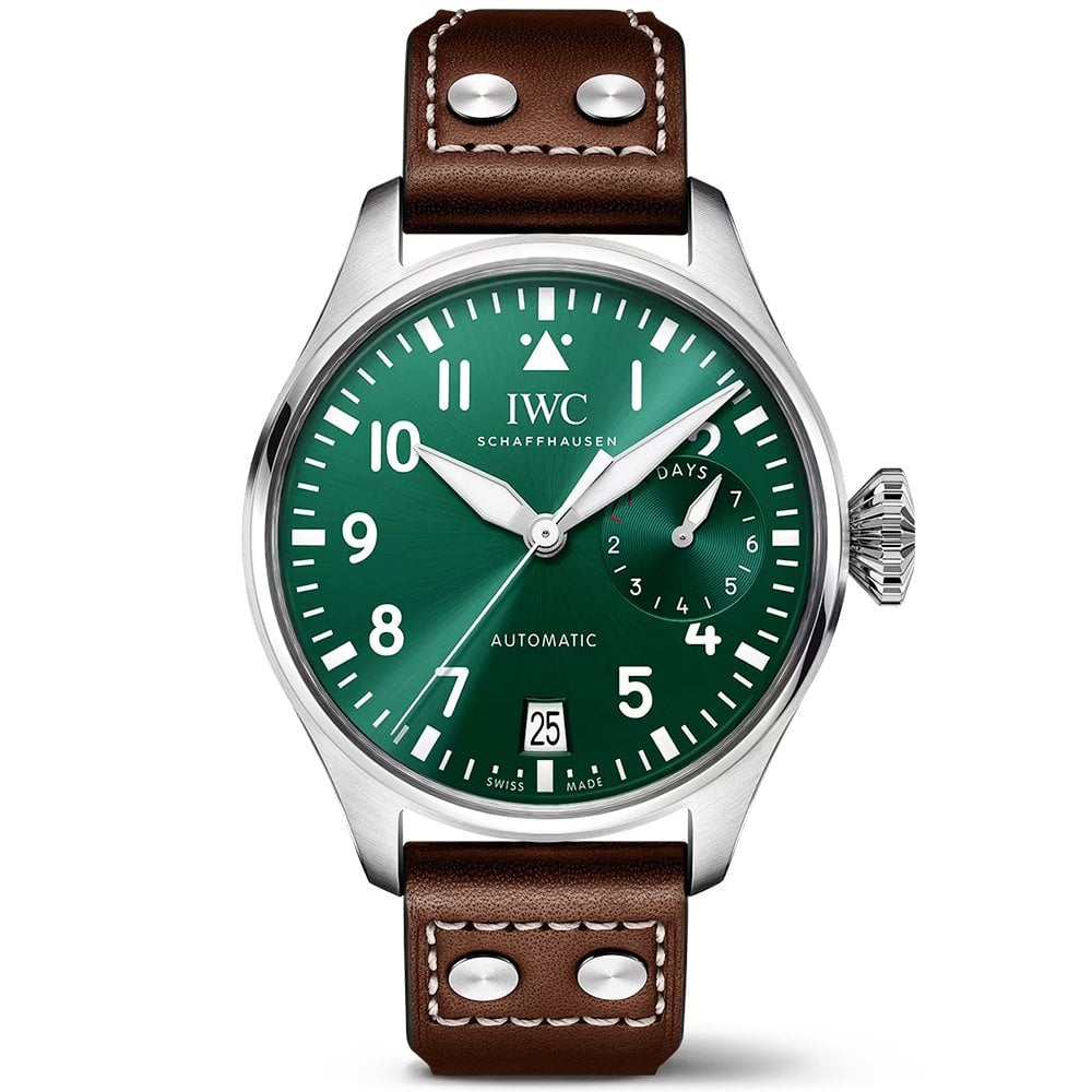 Big Pilot's 46mm Green Dial Men's Leather Strap Watch