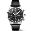 IWC Schaffhausen Pilot's 43mm Black Dial Chronograph Leather Strap Watch - Berry's Jewellers