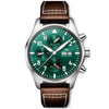 IWC Schaffhausen Pilot's 43mm Green Dial Chronograph Leather Strap Watch - Berry's Jewellers