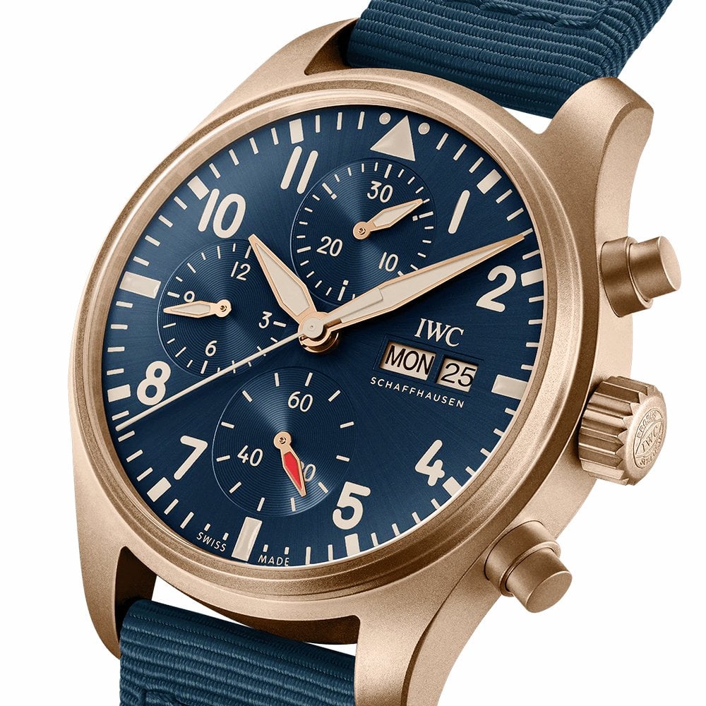 IWC Schaffhausen Pilot's Bronze 41mm Blue Dial Men's Chronograph Watch - Berry's Jewellers