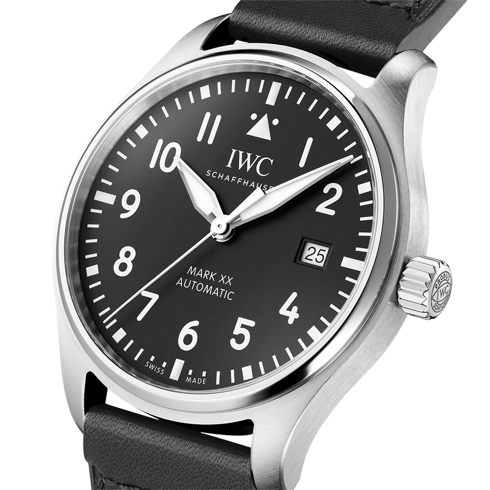 IWC Schaffhausen Pilot's Mark XX 40mm Black Dial Men's Automatic Strap Watch - Berry's Jewellers