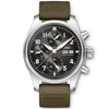 IWC Schaffhausen Pilot's Spitfire 41mm Black Dial Chronograph Canvas Strap Watch - Berry's Jewellers