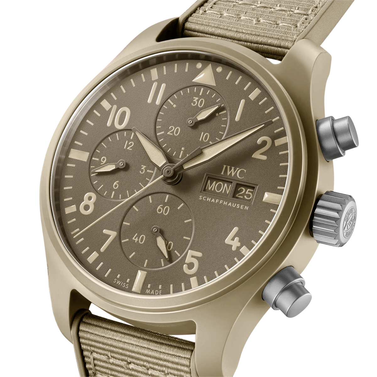 IWC Schaffhausen Pilot's Top Gun Mojave Desert 41mm Beige Ceramic Chronograph Watch - Berry's Jewellers