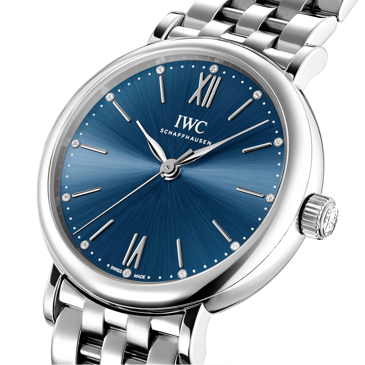 IWC Schaffhausen Portofino 34mm Blue Diamond Dial Ladies Bracelet Watch - Berry's Jewellers