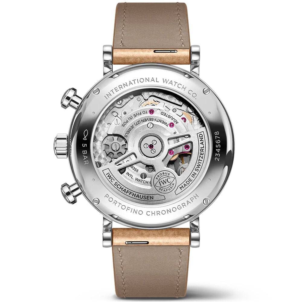 IWC Schaffhausen Portofino 39mm Silver Dial Chronograph Leather Strap Watch - Berry's Jewellers