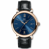 IWC Schaffhausen Portofino 40mm 18ct Red Gold Blue Dial Men's Leather Strap Watch - Berry's Jewellers