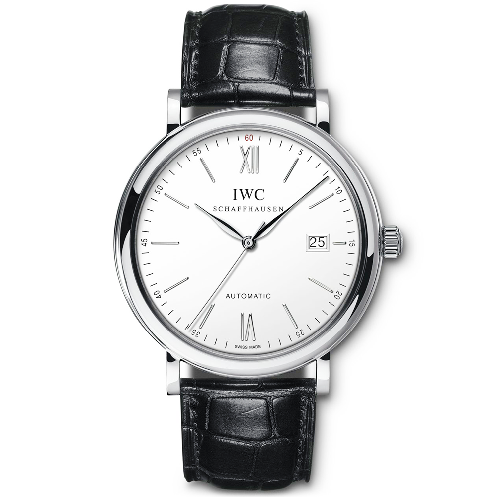 IWC Schaffhausen Portofino 40mm Silver Dial Men's Leather Strap Watch - Berry's Jewellers