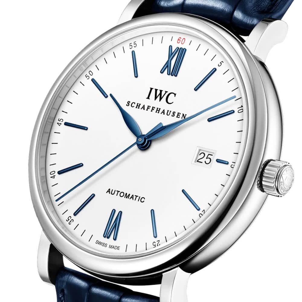 IWC Schaffhausen Portofino 40mm White/Blue Dial Men's Leather Strap Watch - Berry's Jewellers