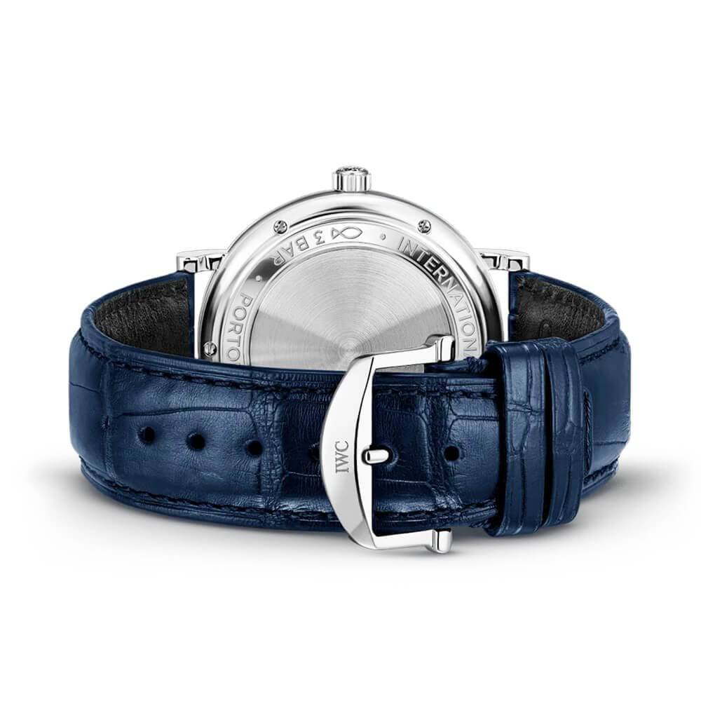 IWC Schaffhausen Portofino 40mm White/Blue Dial Men's Leather Strap Watch - Berry's Jewellers