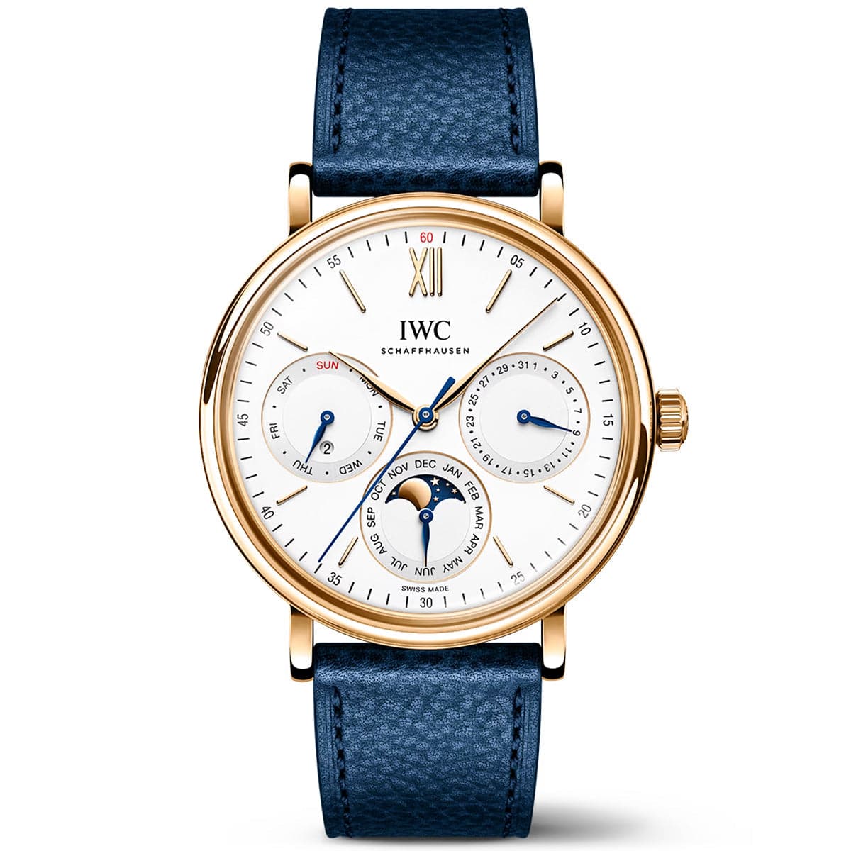 IWC Schaffhausen Portofino Perpetual Calendar 40mm 18ct Rose Gold Strap Watch - Berry's Jewellers