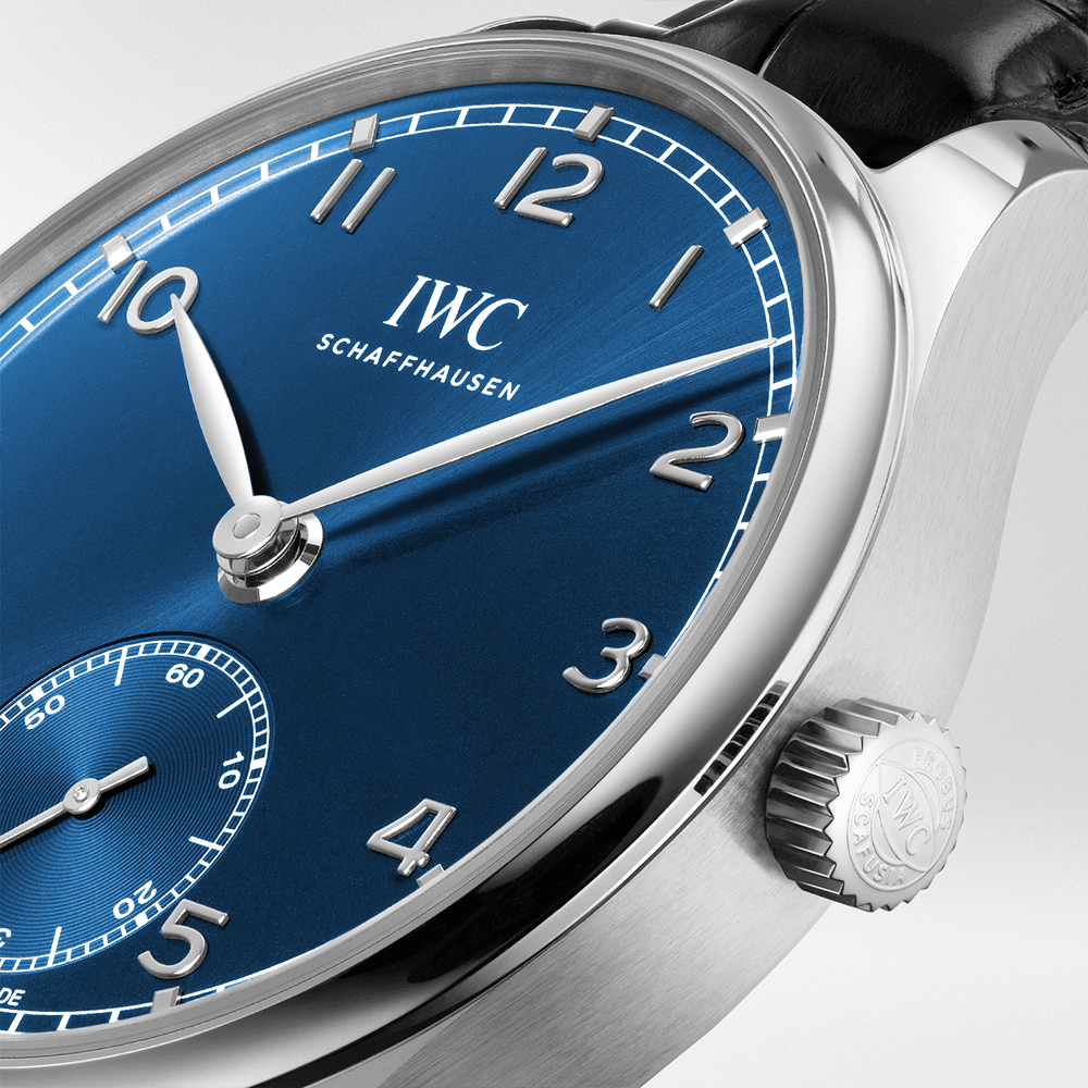 IWC Schaffhausen Portugieser 40mm Blue Sunray Dial Men's Automatic Strap Watch - Berry's Jewellers