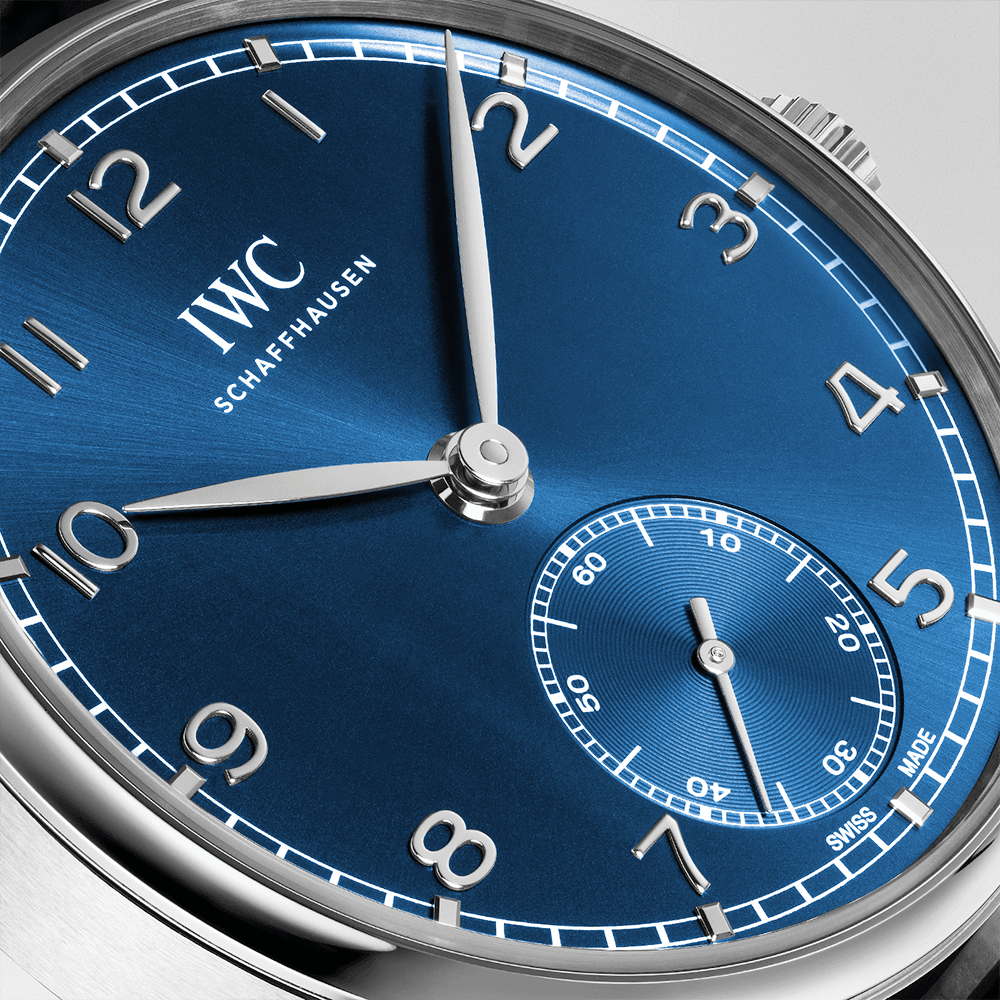 IWC Schaffhausen Portugieser 40mm Blue Sunray Dial Men's Automatic Strap Watch - Berry's Jewellers