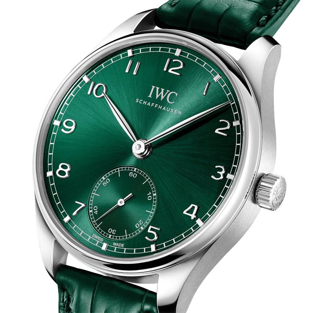 IWC Schaffhausen Portugieser 40mm Green Dial Men's Automatic Leather Strap Watch - Berry's Jewellers