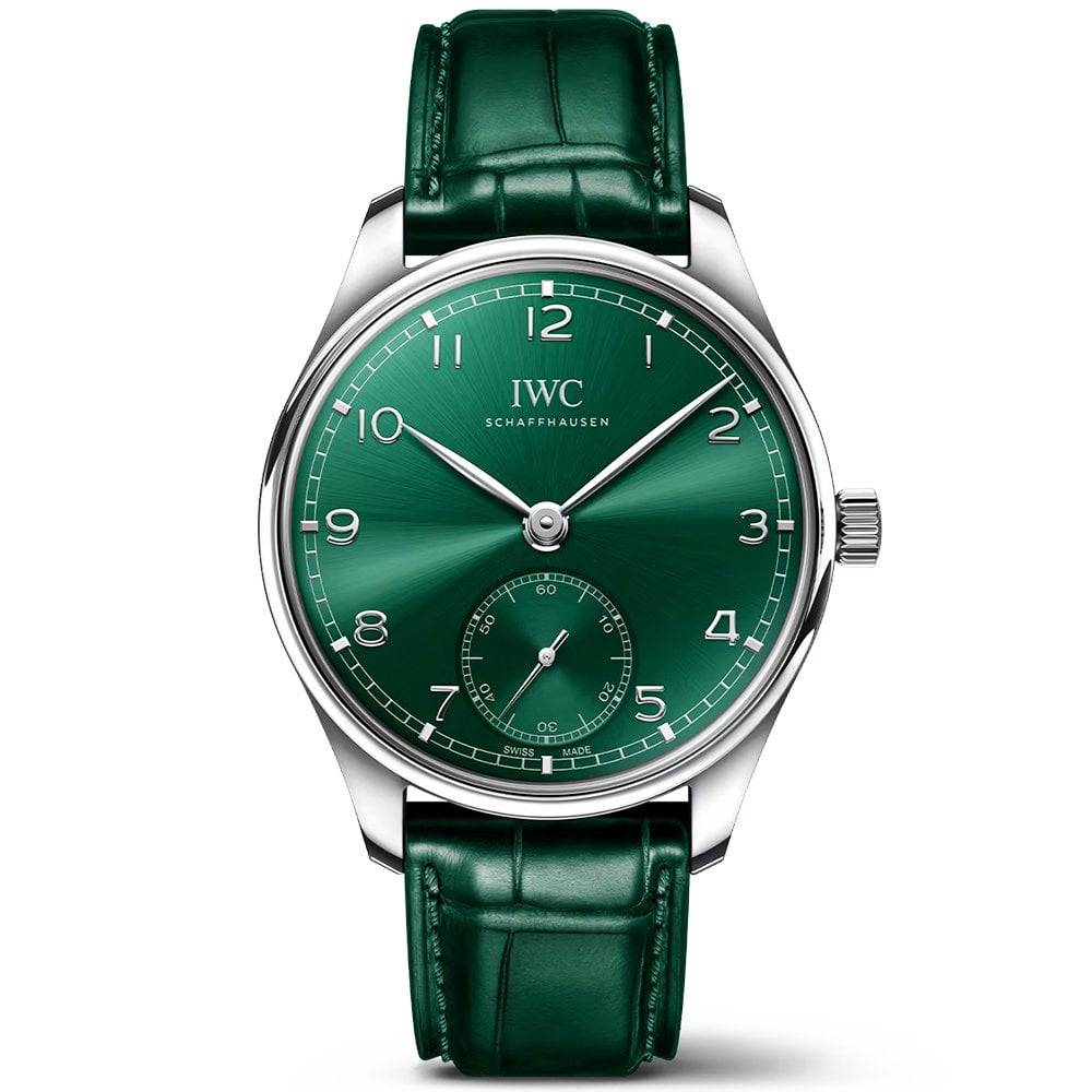 IWC Schaffhausen Portugieser 40mm Green Dial Men's Automatic Leather Strap Watch - Berry's Jewellers