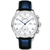 IWC Schaffhausen Portugieser 41mm Silver/Blue Dial Men's Chronograph Strap Watch - Berry's Jewellers