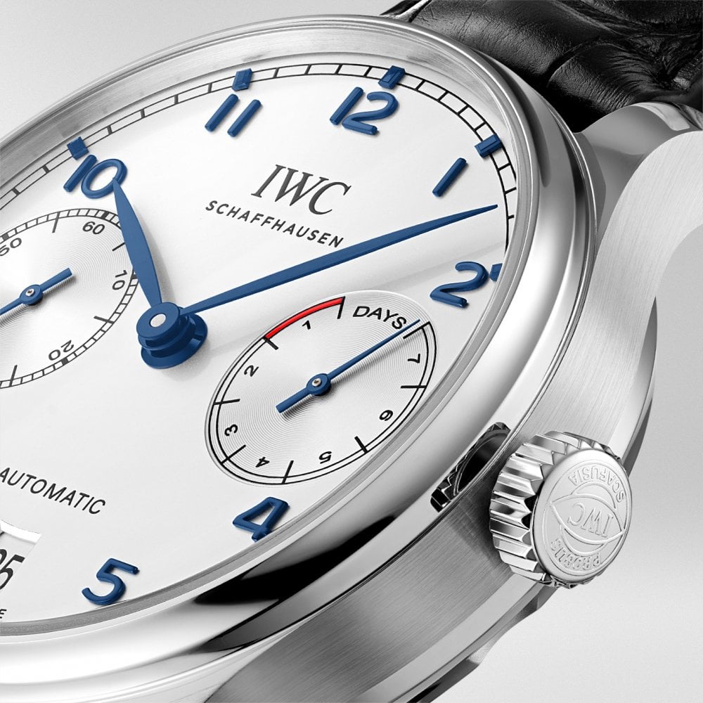 IWC Schaffhausen Portugieser 42mm Silver/Blue Dial Men's Automatic Strap Watch - Berry's Jewellers